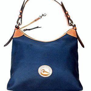 Dooney Americana Satchel Shoulder Bag in Blue with British Tan Trim